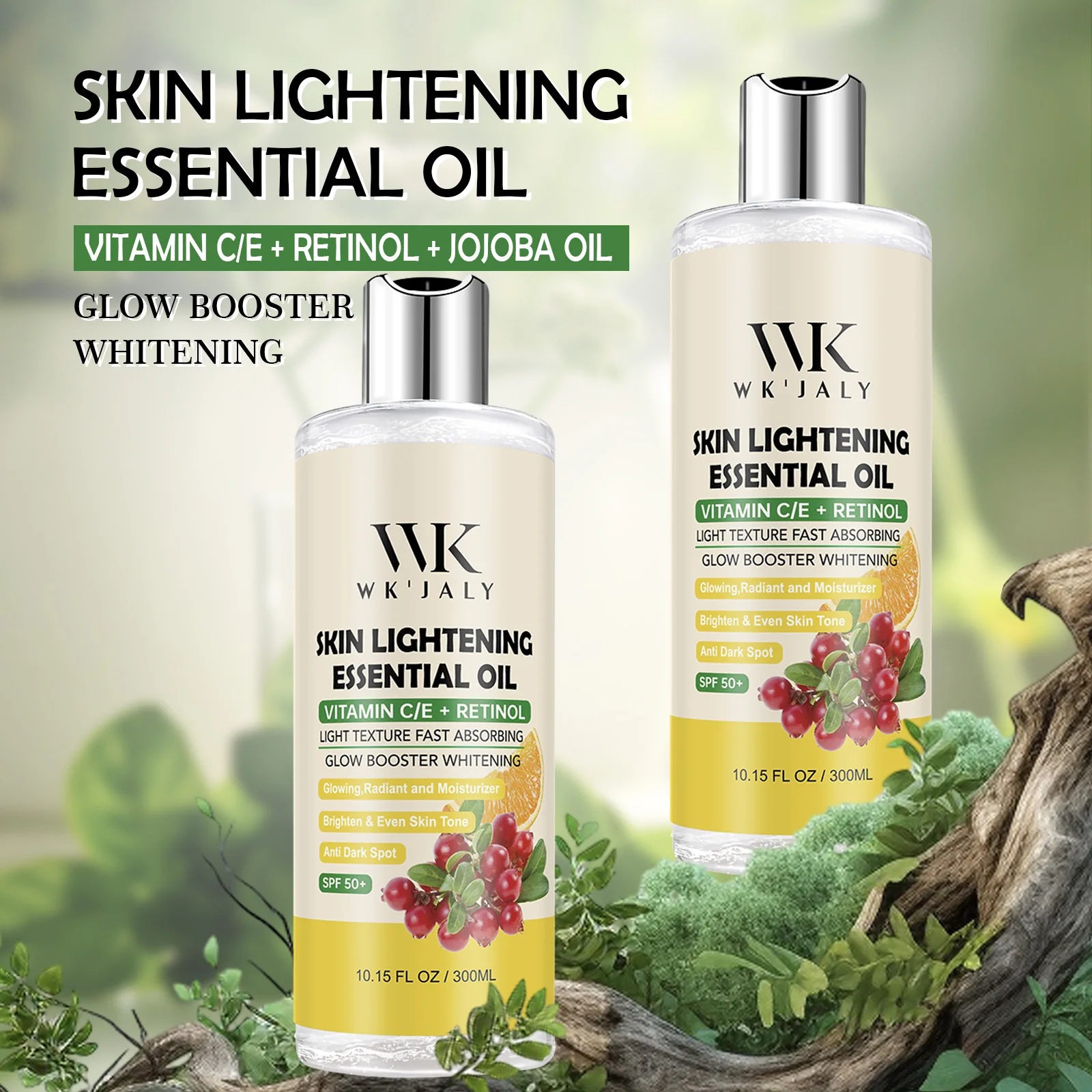 Aceite Corporal Blanqueador WK JALY, Elimina Manchas Oscuras, Potenciador de Luminosidad, Suaviza, Limpia la Piel, Hidratación Profunda, Con Aceite de Jojoba, Vitamina C