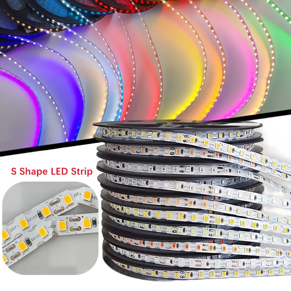 1m-50m DC12V S Shape LED Strip 6mm Width Bendable 2835SMD 120LED/m Flexible Foldable Light Tape DIY Neon Sign Letter 10 Colors