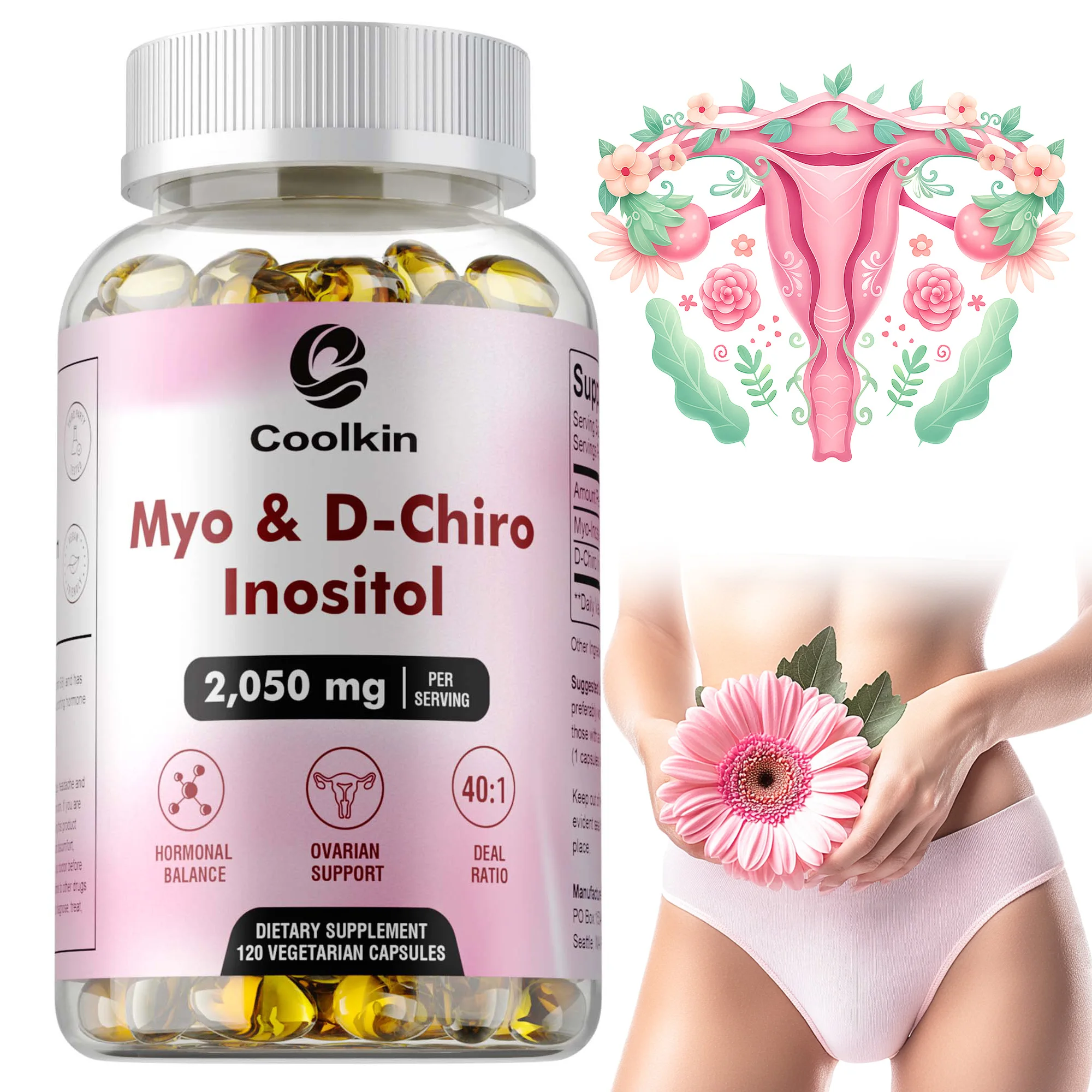 

Myo & D-Chiro Inositol Capsules - Regulate Menstrual Cycle,Hormonal Balance, Supports Healthy Ovarian Function,Improves Immunity