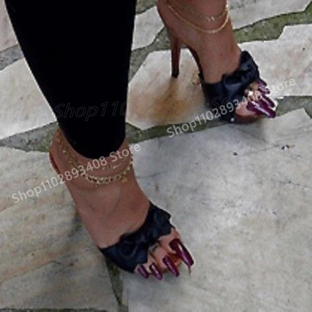 Pantoufles Ouvertes Noires avec Nministériels d Papillon pour Femme, Talon Aiguille en Métal, Chaussures Sexy à la Mode, Été 2025