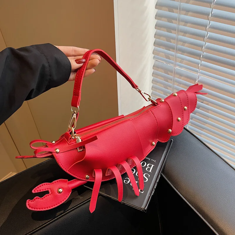 Lobster Bag Shoulder Bag Rivet Design Cute Girl Versatile Crossbody Trendy