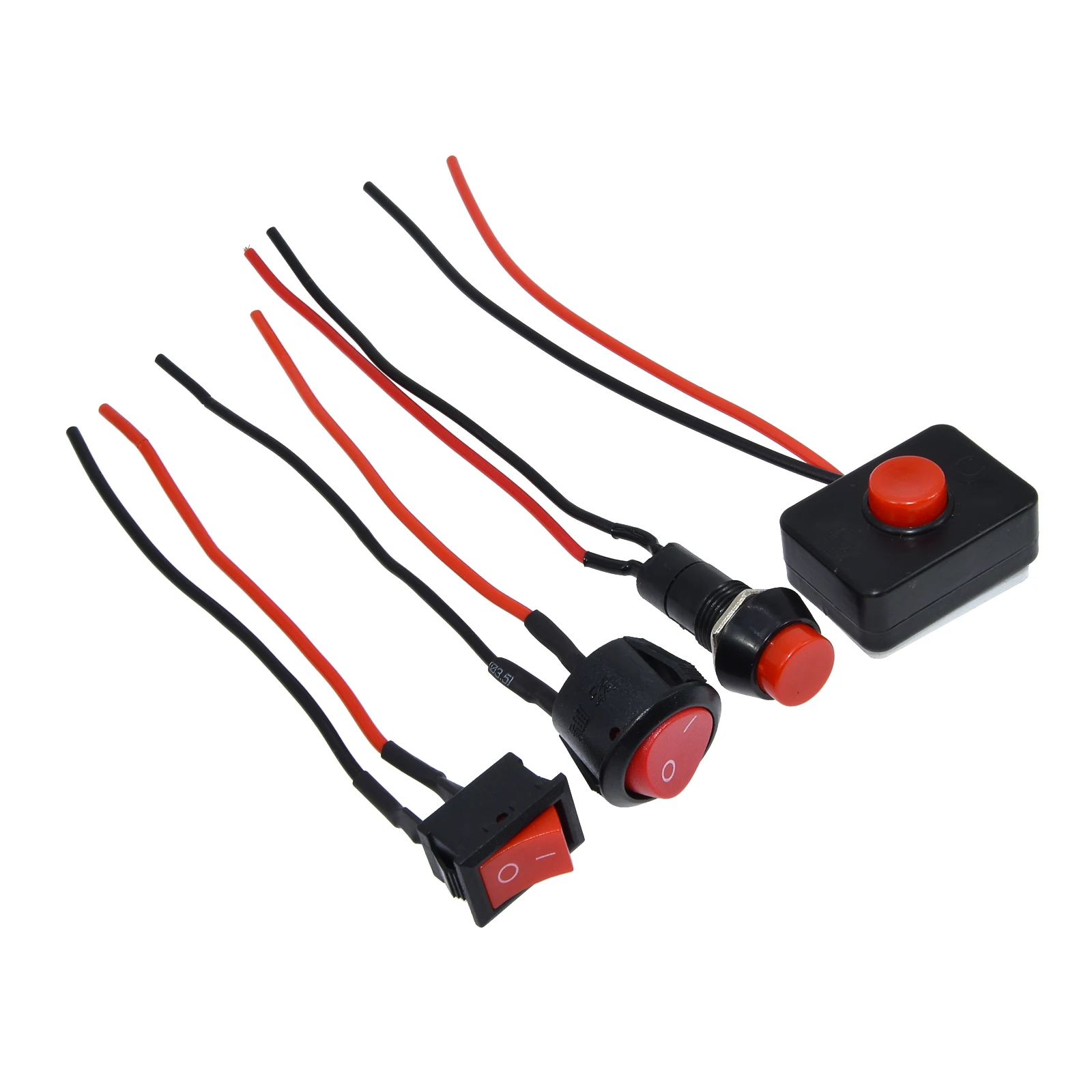 2pcs 12mm Push button switch waterproof small car circuit wire speaker electrical mini boat shape round line PBS-11B PBS-33b