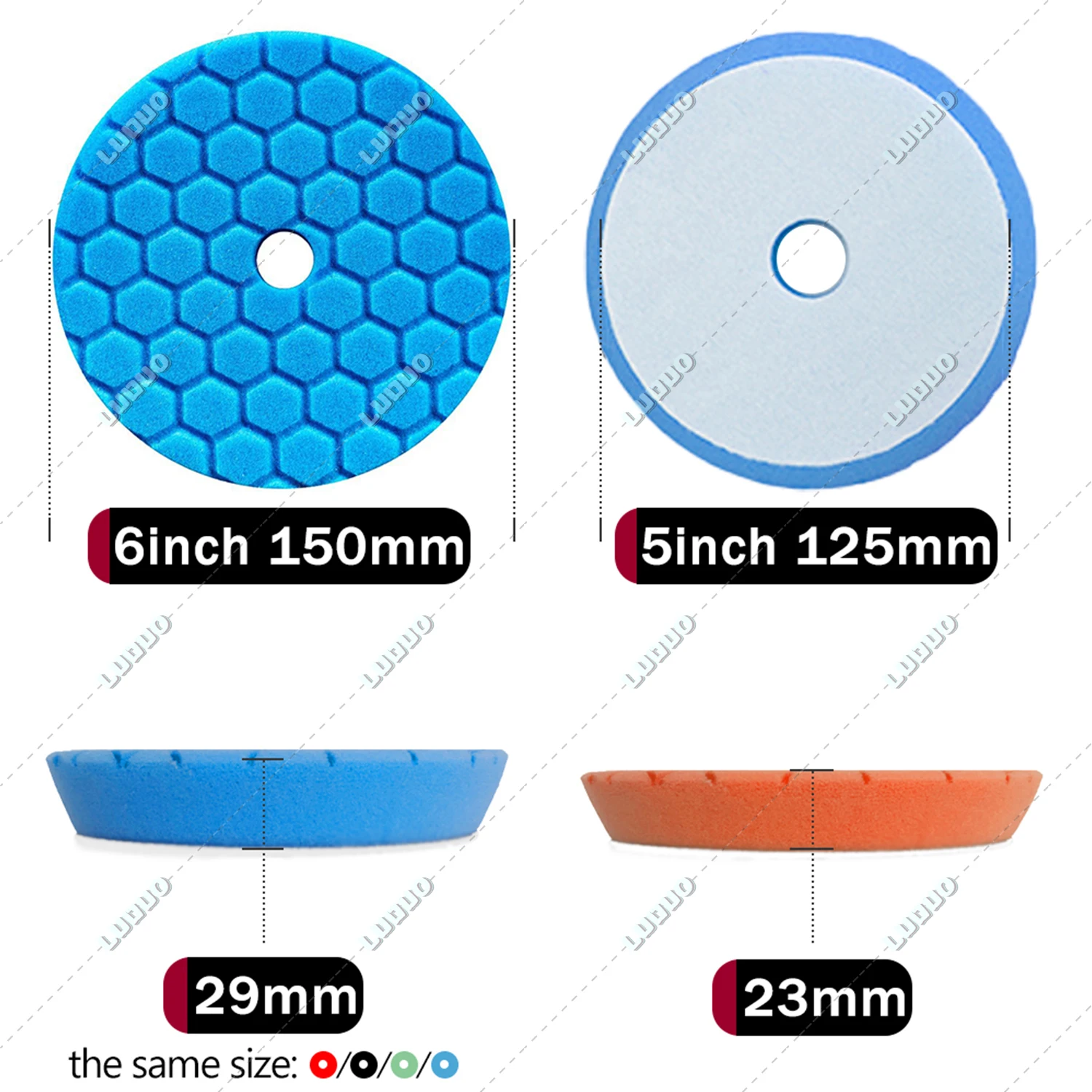 5/6 Inch 125/150mm Heavy Cutting Sponge Pad Car Headlight Buffing Waxing Detailing Washing Cleaning Polishing Disc Pads Kit