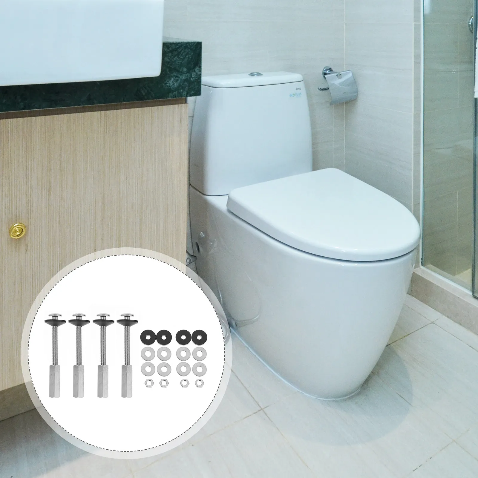 

Набор из 4 винтов для унитаза, сверхпрочные крепления из нержавеющей стали, не распускающиеся, для ремонта и замены сидений унитаза