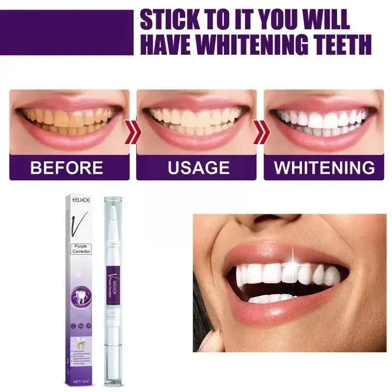 V34 Teeth Whitening Toothpaste Purple Dental Bleaching Mousse Remove Yellow Stains Oral Hygiene Fresh Breath Teeth Care Products