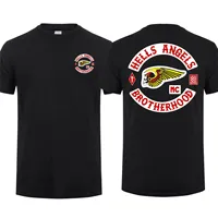 Amazing T Shirt Cotton Summer Man Oversized Double-sided Hells Angels Brotherhood Short Sleeve Tops Men's Clothing Graphics Tees