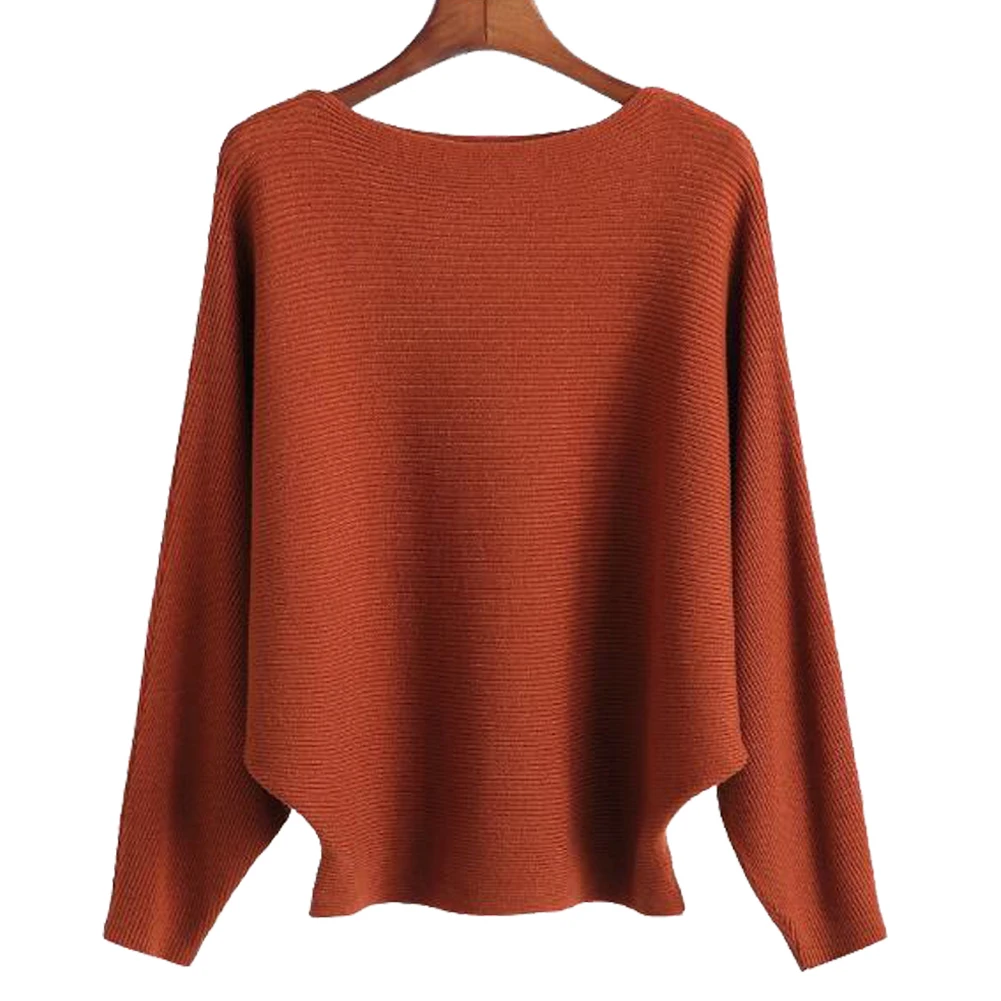 BHflutter Winter 2022 Boat Neck Batwing Sweaters Pullovers Women Casual Cashmere Sweater Plus Size Knit Jumpers Tops Pull Femme