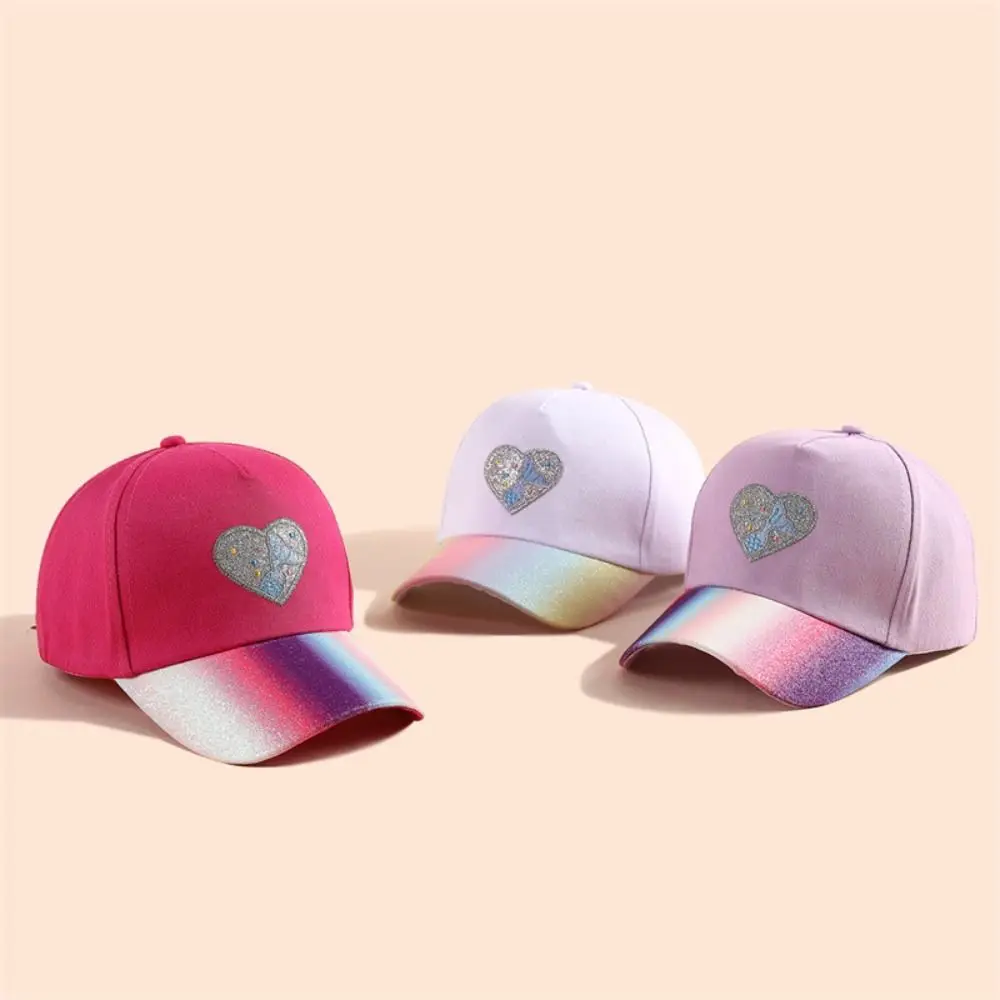 Discoloration Child Visor Hats Trend Sunshade Love Heart Embroidery Snapback Hat Versatile Baby Sun Hat Kids Children