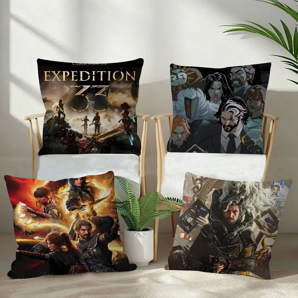 Cushion Office Cushion Pillowcase Car Cushion Cover45X45CM Lumbar Pillowcase Sofa Pillowcover Game C-Clair Obscur Expedition 33