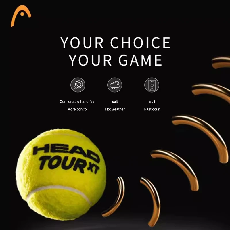 HEAD 3pcs/lot Tennis Training Balls TOUR XT 3B High Elasticity Indoor Sport Competition Resistant Balls Accessories For Beginner