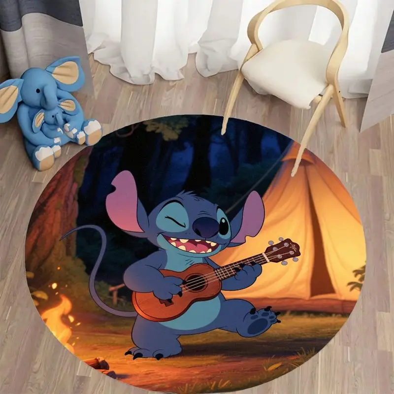 

1 шт., круглый ковер для игры в гавайской гитаре, мультяшный ковер для кемпинга, лесной палатки, нескользящий мягкий полиэстеровый напольный коврик для спальни Livin