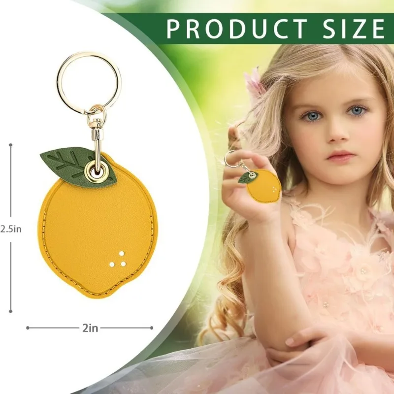 1pc Creative Fruit Design Card Cover PU Leather Access Control Elevator Card Protector AirTag Holder Keychain Pendant