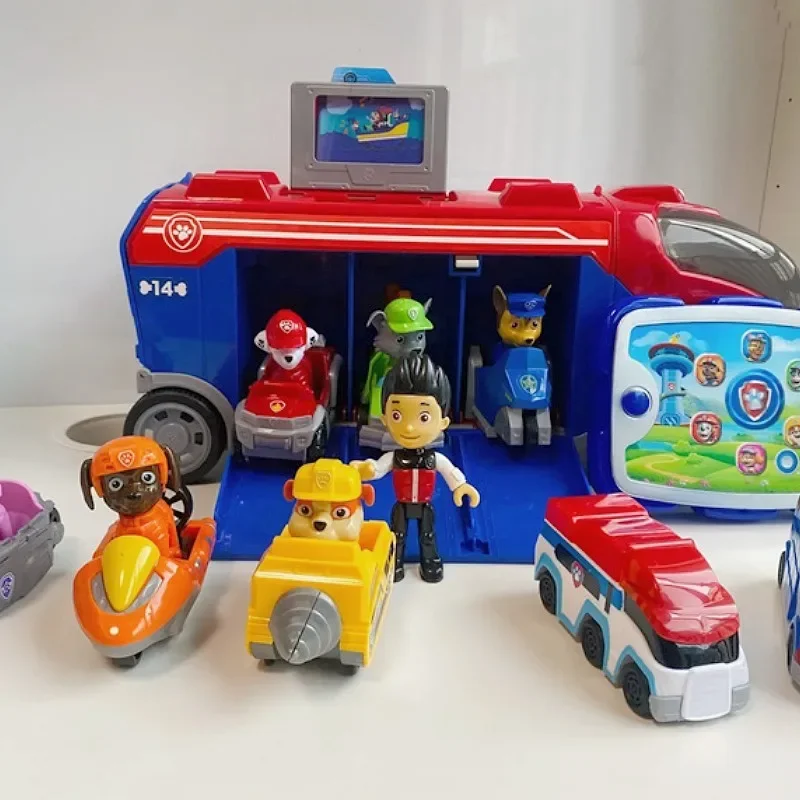 

Hot Paw Patrol Music Bus With 6 Cars With Dogs Toy Action Figures Toys For Children Birthday Gifts Cute Festival Gifts