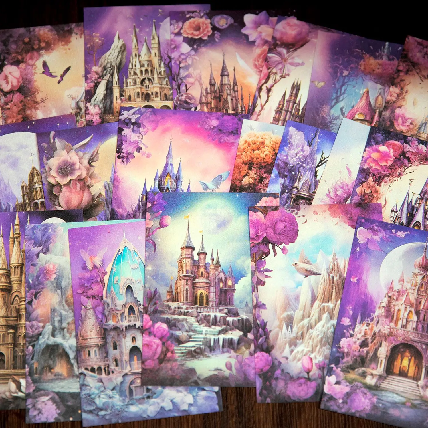 40pcs/ Memo Pads Material Paper Flower Castle Junk Journal Scrapbooking Cards Retro Background  Paper