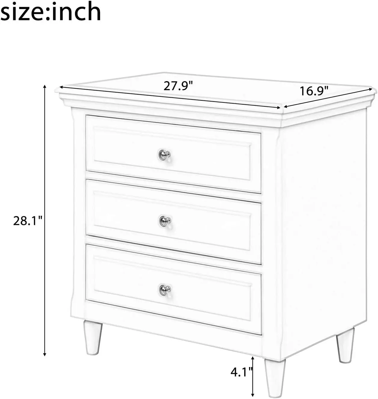 3 Drawers Nightstand,Wood Bedside Storage Cabinet Fully Assembled,Simple Drawer Storage Cabinet Perfect for Home Furniture