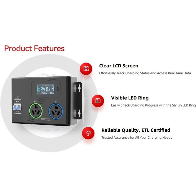 Manual Split Switch 3 Prong 10-30 Dual Outlet Knob Select 120/240 VAC Selective Charging Wall Outlet Plastic