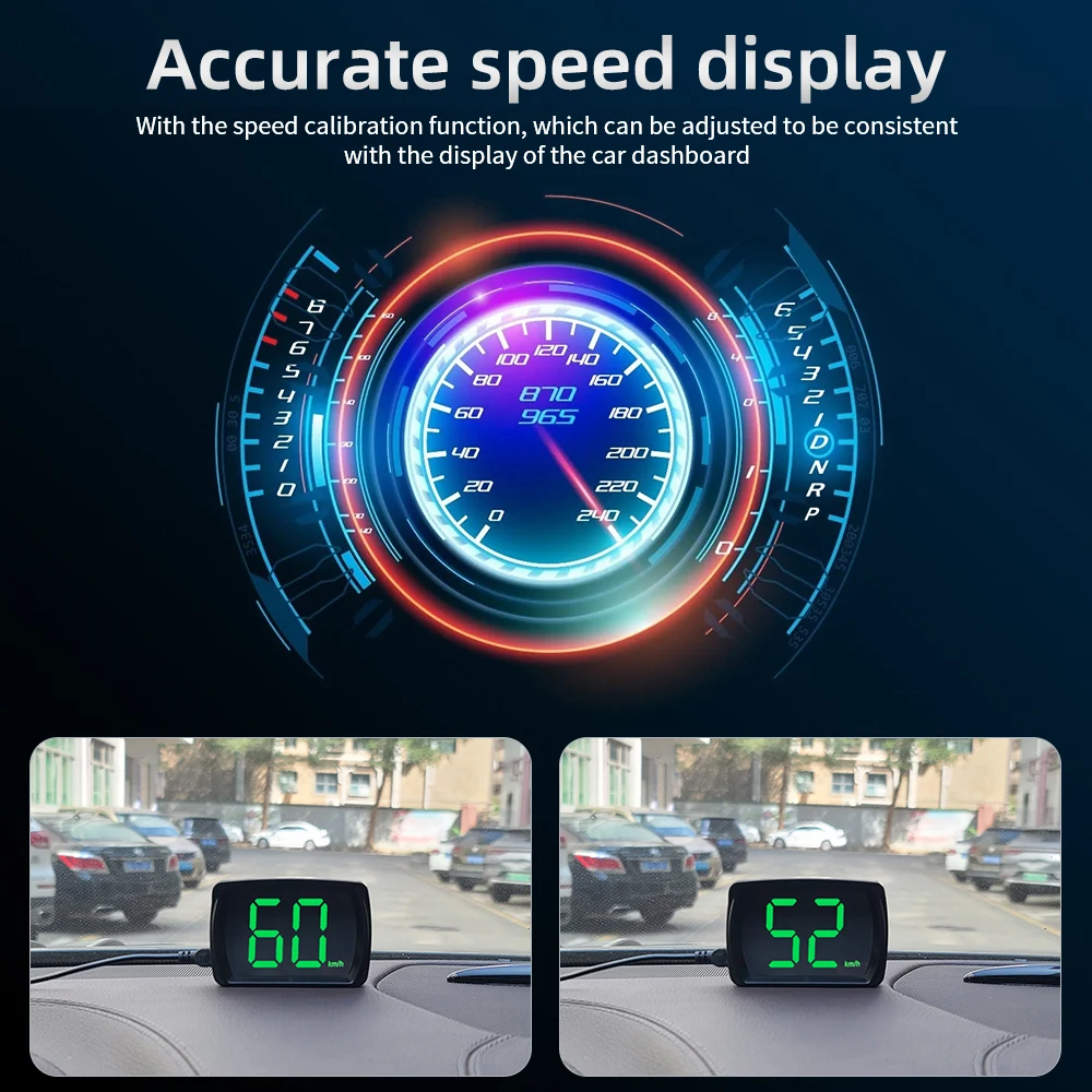 Head-Up Display Plug and Play GPS 2.8 Inch Car HUD Digital Big Font Speedometer For Car Truck Bus KMH