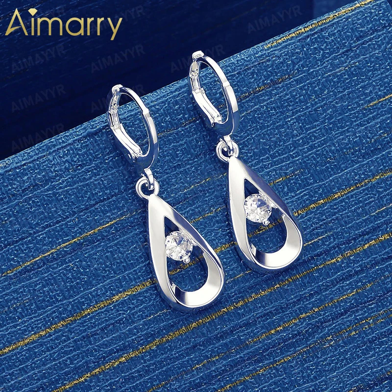 925 Sterling Silver Hollow Water Droplet Set AAA Zircon Earrings for Women's Parties and Weddings High-quality Fashion Jewelry