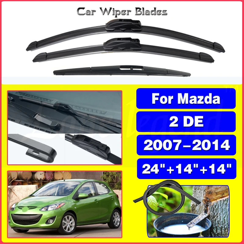 

Car Wiper Front Rear Wiper Blades Set Kit For Mazda 2 DE 2007-2014 2008 2009 2010 2011 Windscreen Windshield Window 24"+14"+14"