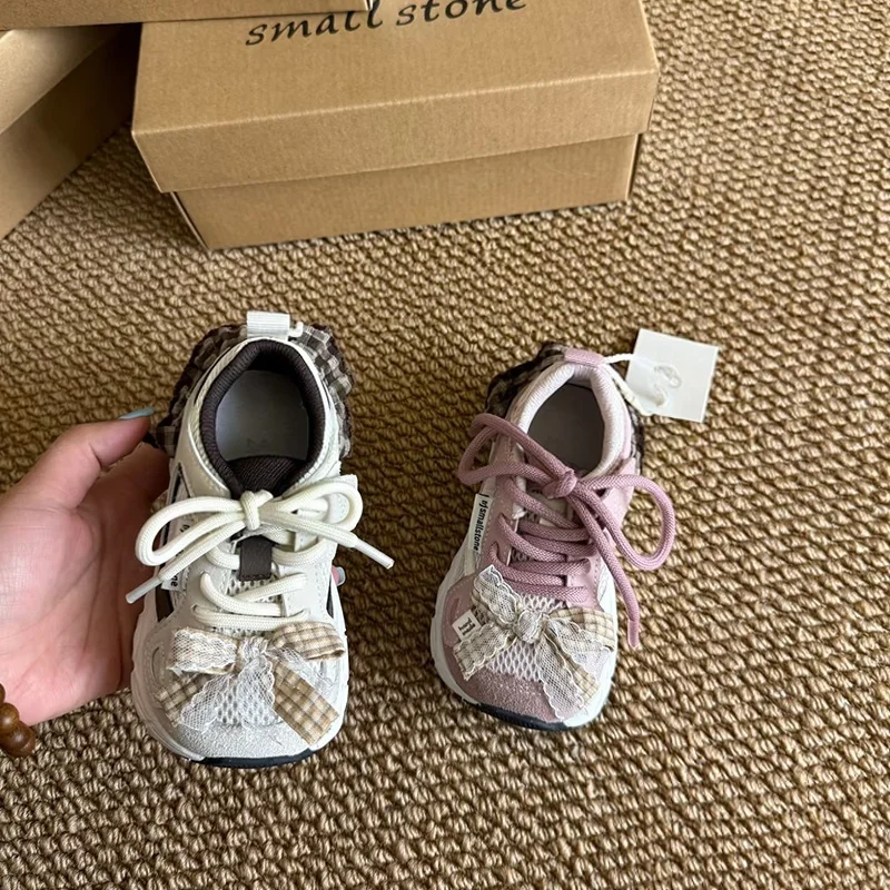 Mädchen-Sneaker mit süßen Schleifen, Kinder-Laufschuhe, atmungsaktives Mesh, weiche Sohle, 2026 neue Mode, Kinder-Freizeitschuhe, rutschfest – Detail 5