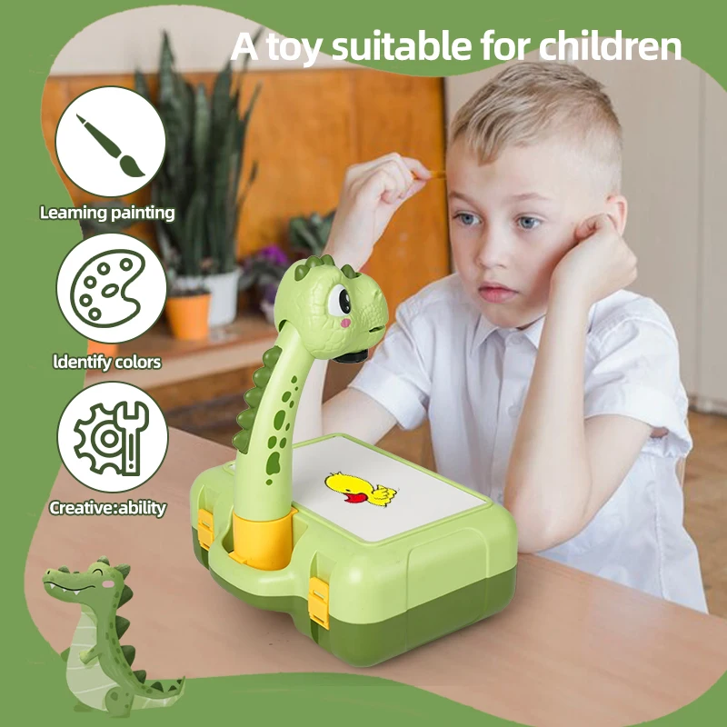 ชุดโต๊ะวาดภาพโปรเจคเตอร์สำหรับเด็กพร้อมดนตรีและกล่องเก็บของ ชุดวาดภาพเพื่อการศึกษาสำหรับเด็ก ของขวัญวันเกิด/คริสต์มาสที่ดีที่สุด