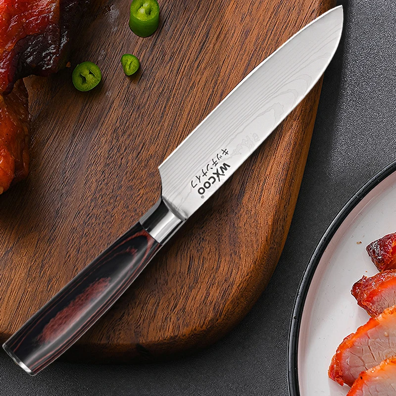 WXCOO اليابانية طقم السكاكين دمشق الليزر سكاكين المطبخ الأسماك فيليه اللحوم الساطور الفاكهة مقشرة Santoku القاطع مع حقيبة سكين