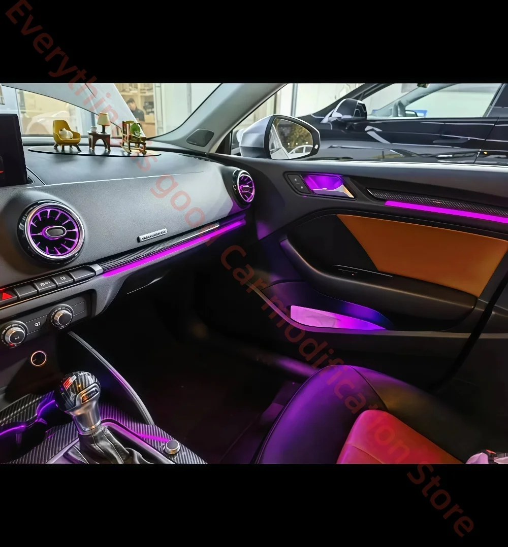 For Audi A3 S3 RS3 2013+ Ambient Light Automotive interior lighting upgrade Car accessories Carbon fiber texture Luminous vent
