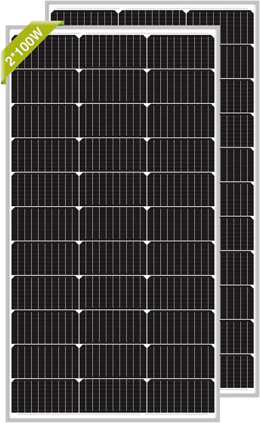 Newpowa 200 Watt 12 Volt Mono Solar Panel, 2 Pieces 9Bb 100W 12V Solar Panels High Efficiency Monocrystalline Pv Module Rv