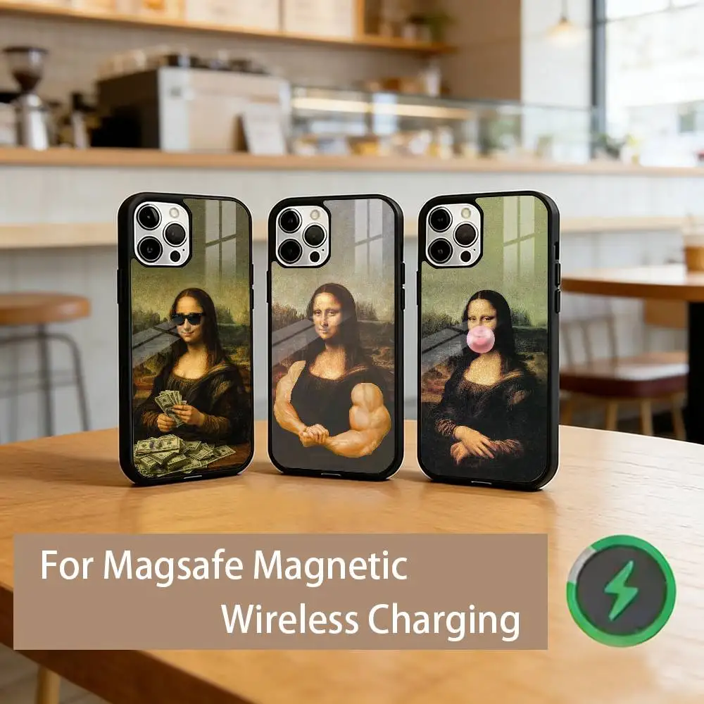 

Funny M-Mona Lisa Phone Case For iPhone17,16,15,14,13,12,11 Plus,Pro Magnetic with Magsafe Wireless Charging