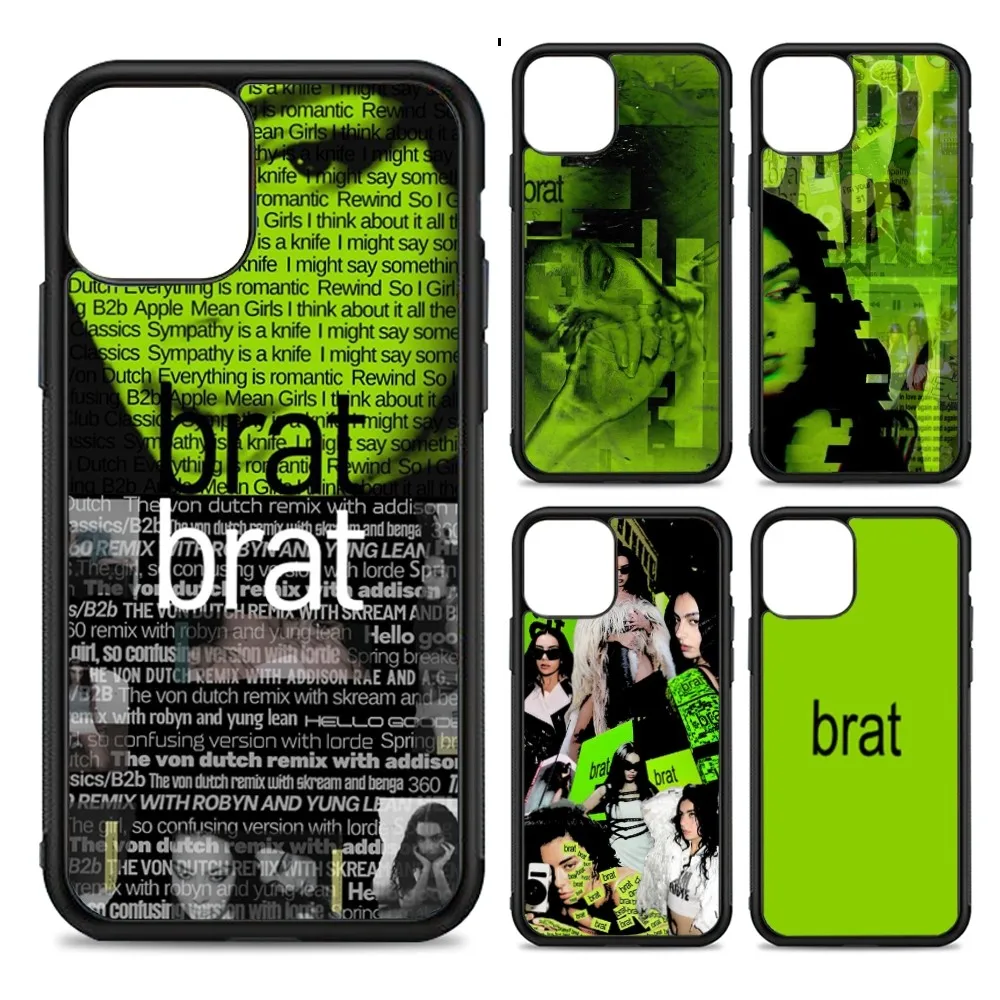 C-Charlis XCX B-BRAT Brat Phone Case Silicone PC+TPU For For IPhone 11 12 13 14 15 16 Plus Pro Max Cover