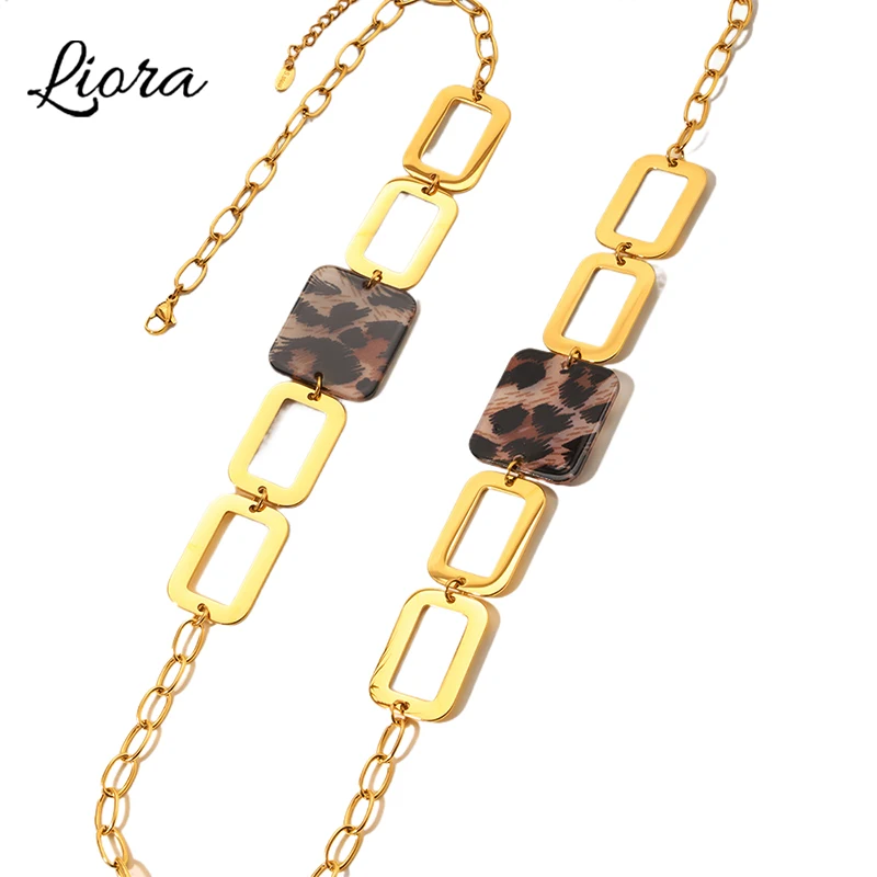 

Liora 80cm Square Acrylic Long Sweater Chain Stainless Steel Necklace For Women Choker Fashion Waterproof Gold Plated Jewelry