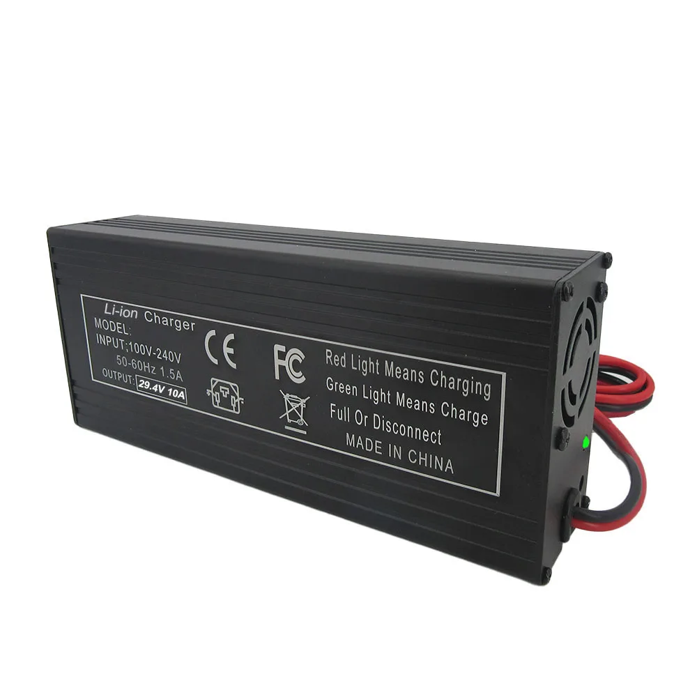 300W 24V 10A Li-ion Fast Charger 7S 29.4V 24 Volt Lithium Forklift Touring Car Energy Storage Battery Charger Aluminum shell