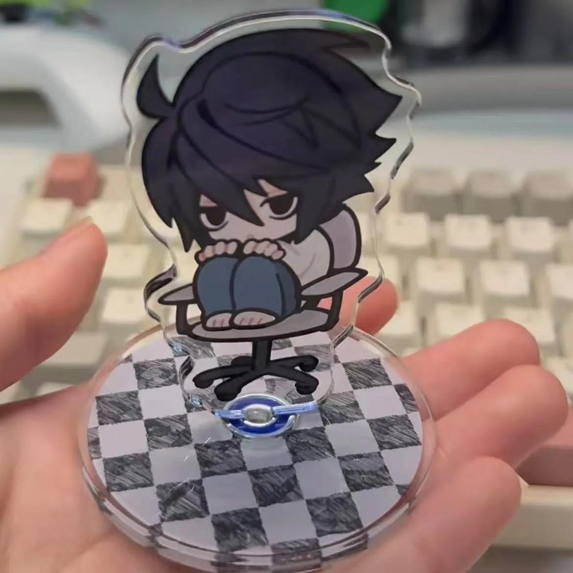 Anime Death Note L·Lawliet Acrylic Rotatable Stand Q-version Figure Standing Plate Desktop Ornament Cosplay Props for Fans Gifts image 5