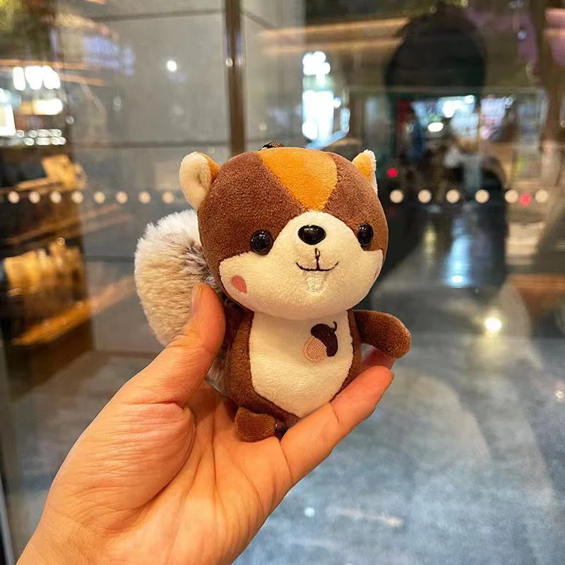 Kawaii Squirrel Plush Toys Simulation Animal Dolls Stuffed Soft Keyring Bag Pendant Home Decorative For Children Girls