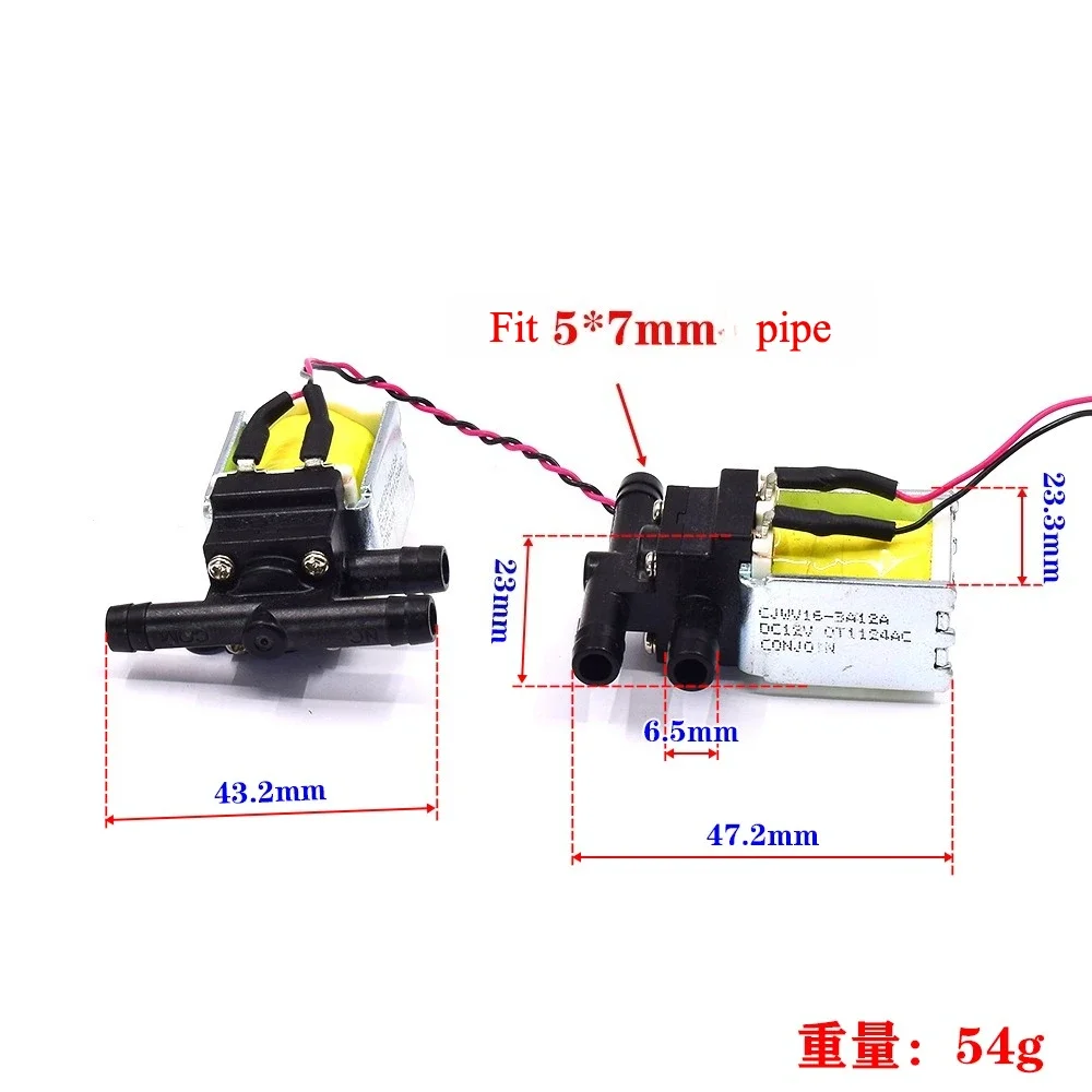 CJWV16-3A12A DC 12V Mini 2-Position 3-Way Solenoid Water Valve  Flow Control Switch for Sweeper Floor carpet Cleaner