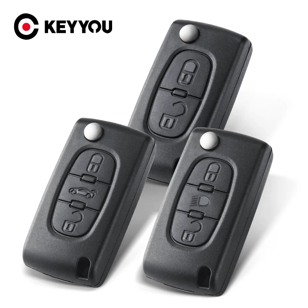 KEYYOU 10pcs Remote Key Shell Flip For Peugeot 107 207 407 307 307S 308 407 607 807 Citroen C2 C3 C4 C5 Berlingo Xsara Picasso