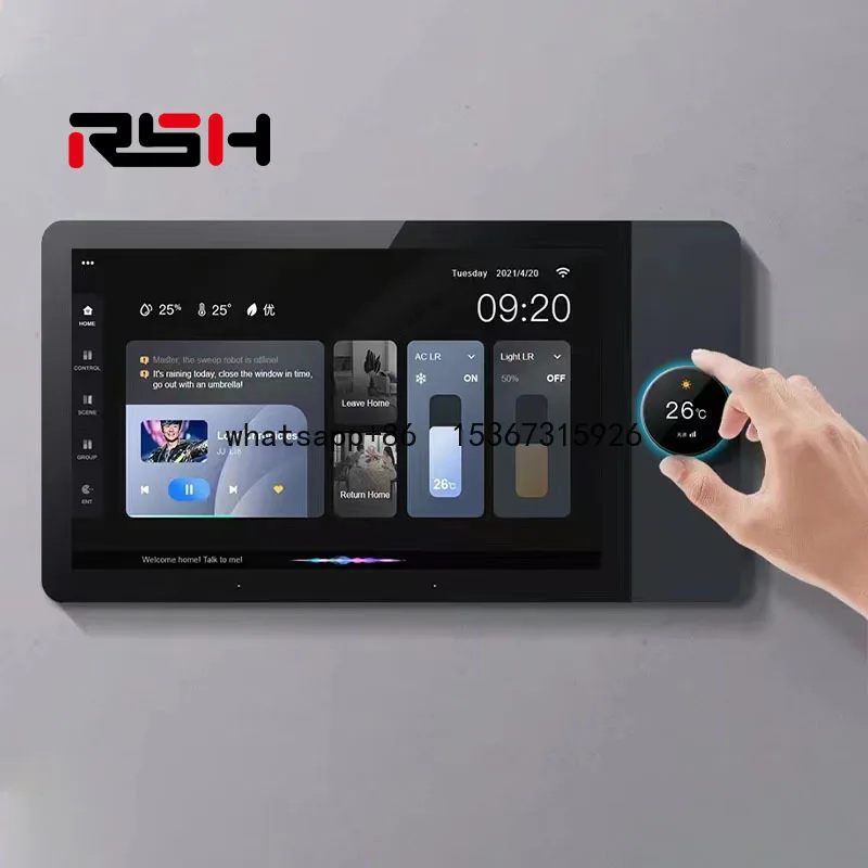 8 Inch 1280P Multifunction LCD Touch Screen Tuya Smart Home Central Control Panel with Knob Switch