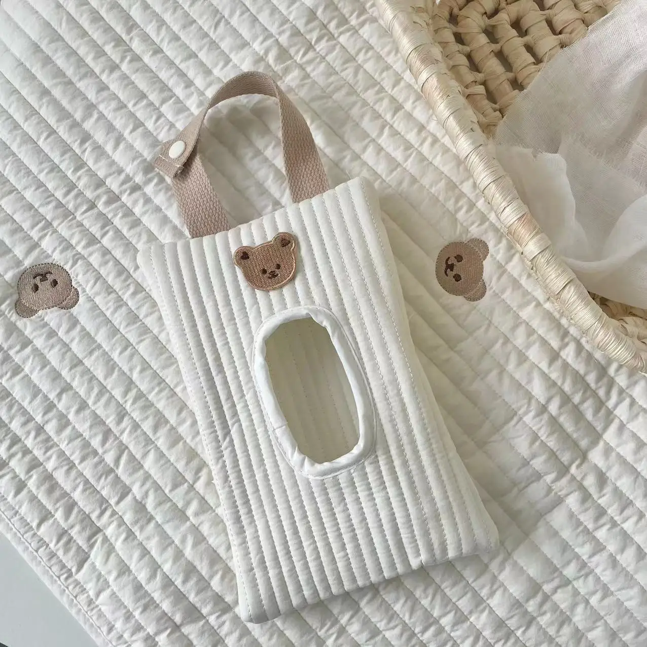 Tragbare Baby Tissue Box Feuchttücher Fall Flip-Cover Auto Kinderwagen Hängen Tasche Papier Halter Lagerung Abnehmbare Serviette Lagerung Box – Detail 4