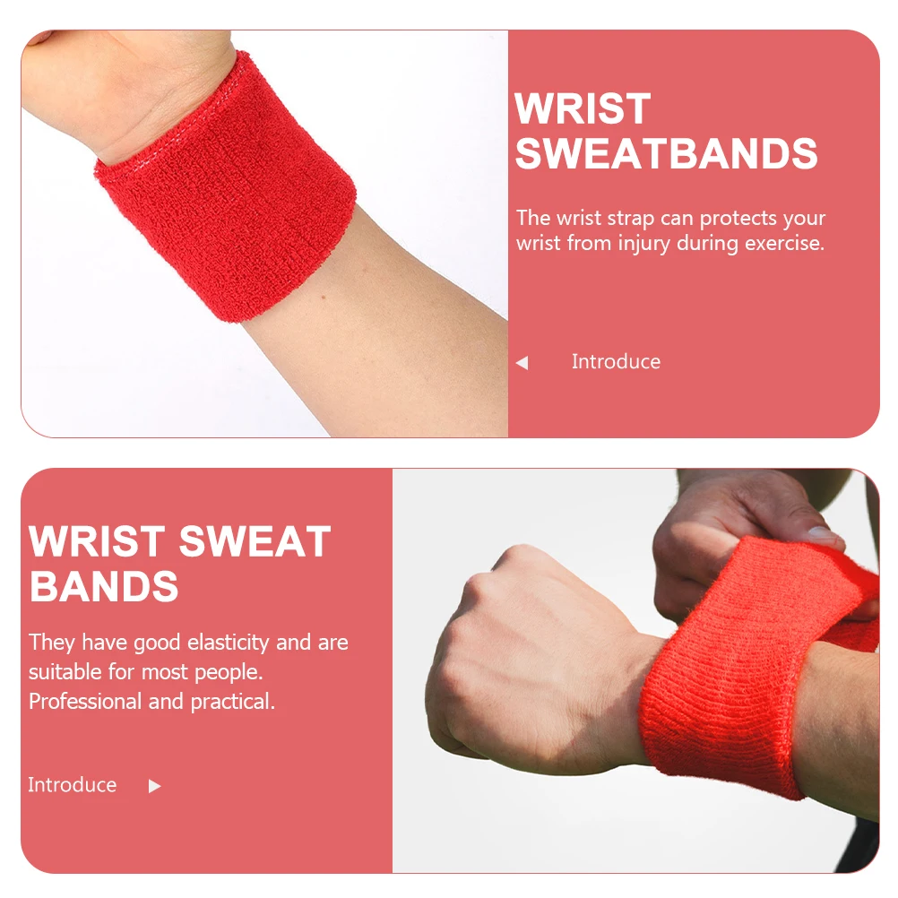

2 Pairs Golf Tennis Sweatbands Sports Wristbands Elastic Cotton Protector Absorbing Guard Headband Bracelets Red