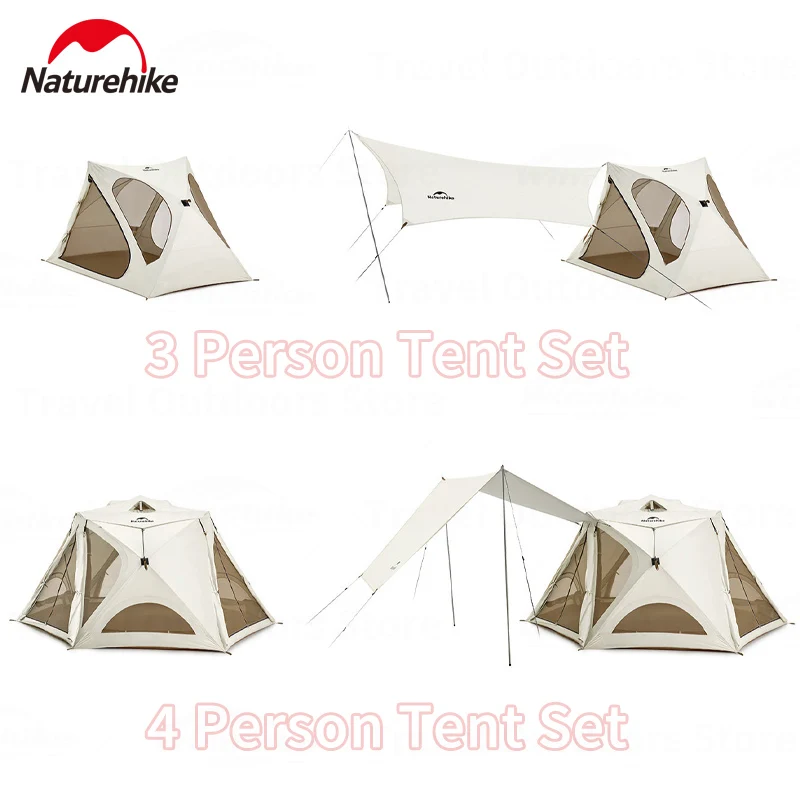 Naturehike Camping-Schnellaufbau-Zelt für 3-4 Personen, Outdoor-Schutzzelt, Picknick-Familienzelt, Sonnenschutz, Wasserdicht, One-Touch-Zelt