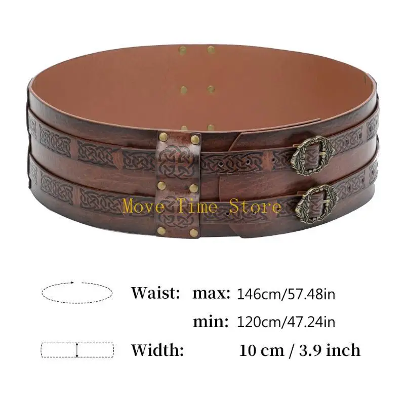 92me Nordic Faux Leather Armors Belt Viking Viking nổi Belt Belt Men Cosplay Knight Corsets Belt Halloween Trang phục