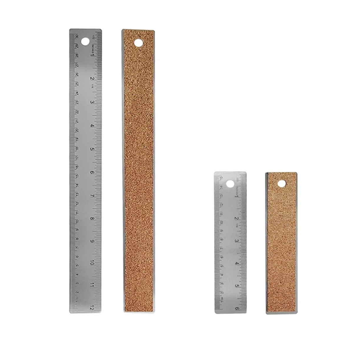 Stainless Steel Cork Back Metal Ruler, 6 Inch 12 Inch Straight Edge Cork Base Rulers, Metal Ruler Cork Backed