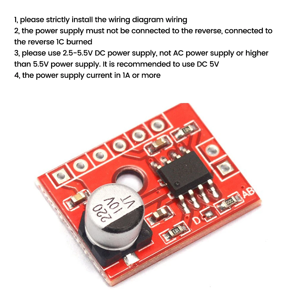 2 pz XS9871 Mini classe AB modulo scheda amplificatore di potenza digitale DC2.5-5V Mono 5W amplificatore di potenza Audio con intestazione Pin non saldata
