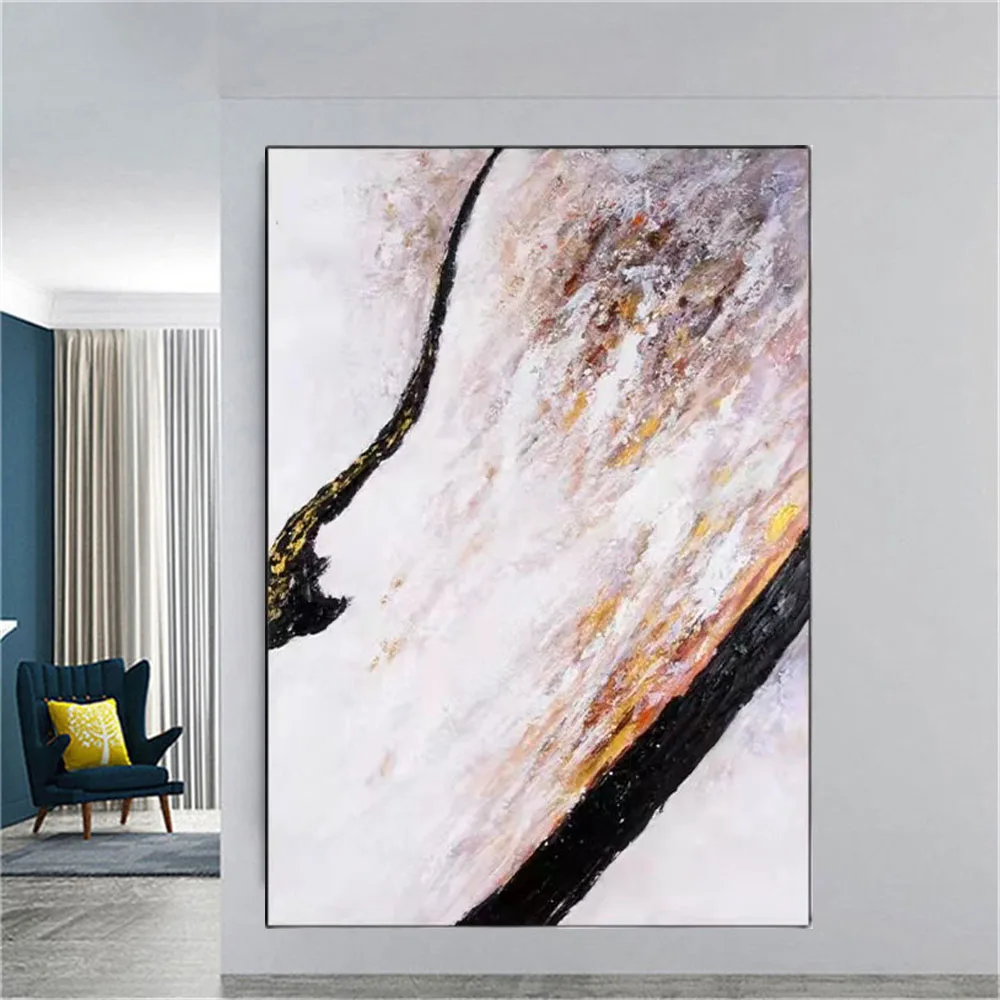 100% اليدوية النفط اللوحة مجردة ثلاثية الأبعاد الأصفر سميكة الملمس قماش لوحات صور فنية للجدران عمل فني لتزيين غرفة الطعام #3