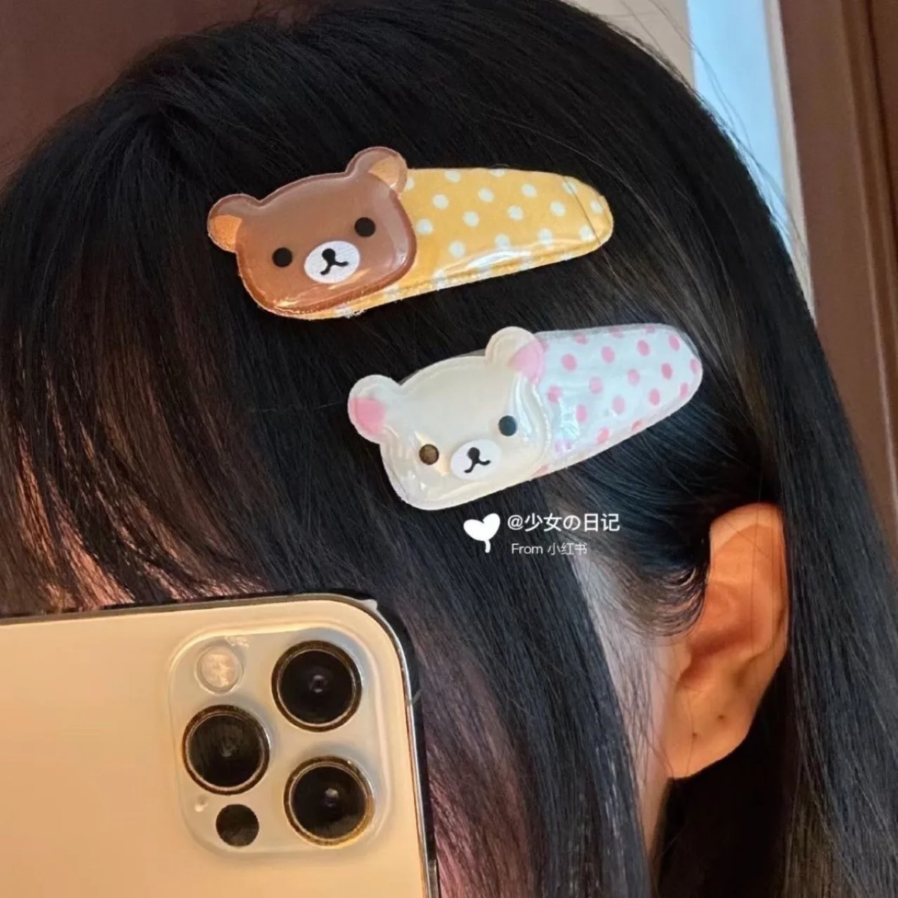 لطيف Rilakkuma موجة نقطة BB مشبك شعر الكرتون الملاك المجنح الدب الصغير الانفجارات الجانب كليب Kawaii فتاة دبابيس الشعر اكسسوارات هدية
