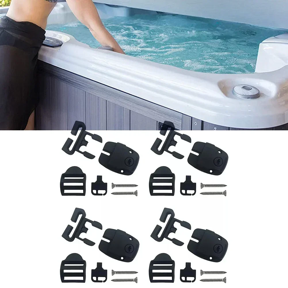 4 Set Spa Hot Tub- Cover Broken Latch Repair Kit Have Slot - Replace Latches Clip Lock With Keys And Hardwares Superior Quality