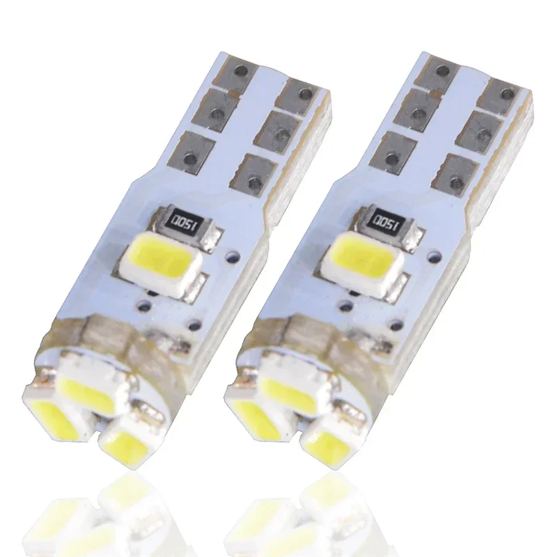 10Pcs T5 3014 5SMD Car Wedge LED Dashboard Bulb CANBUS Error Free License Plate Light Lamp Decoration DC 12V White Amber