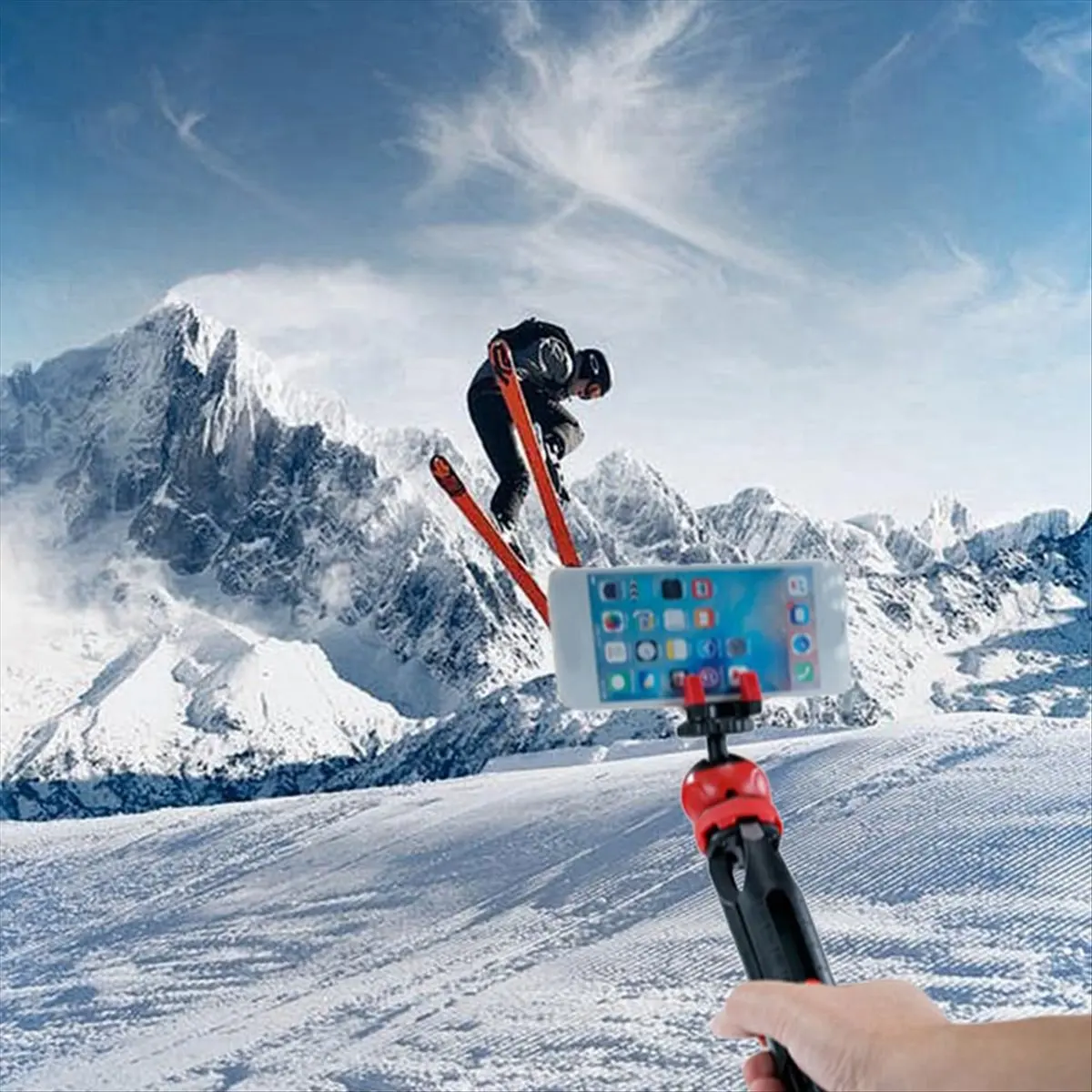 AT42 Multifunctional Mini Tripod for Cameras & Phones Desktop Tripod Portable Vlog Selfie Stick with 360° Ball Head Red