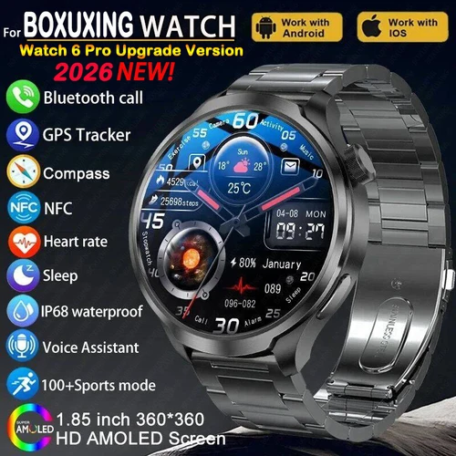 Imagen 1 del producto Reloj inteligente BOXUXING de 1,85 pulgadas para hombre, deportivo, resistente al agua, relojes de ritmo cardíaco, brújula, seguimiento GPS, NFC, Bluetooth, llamada, reloj inteligente