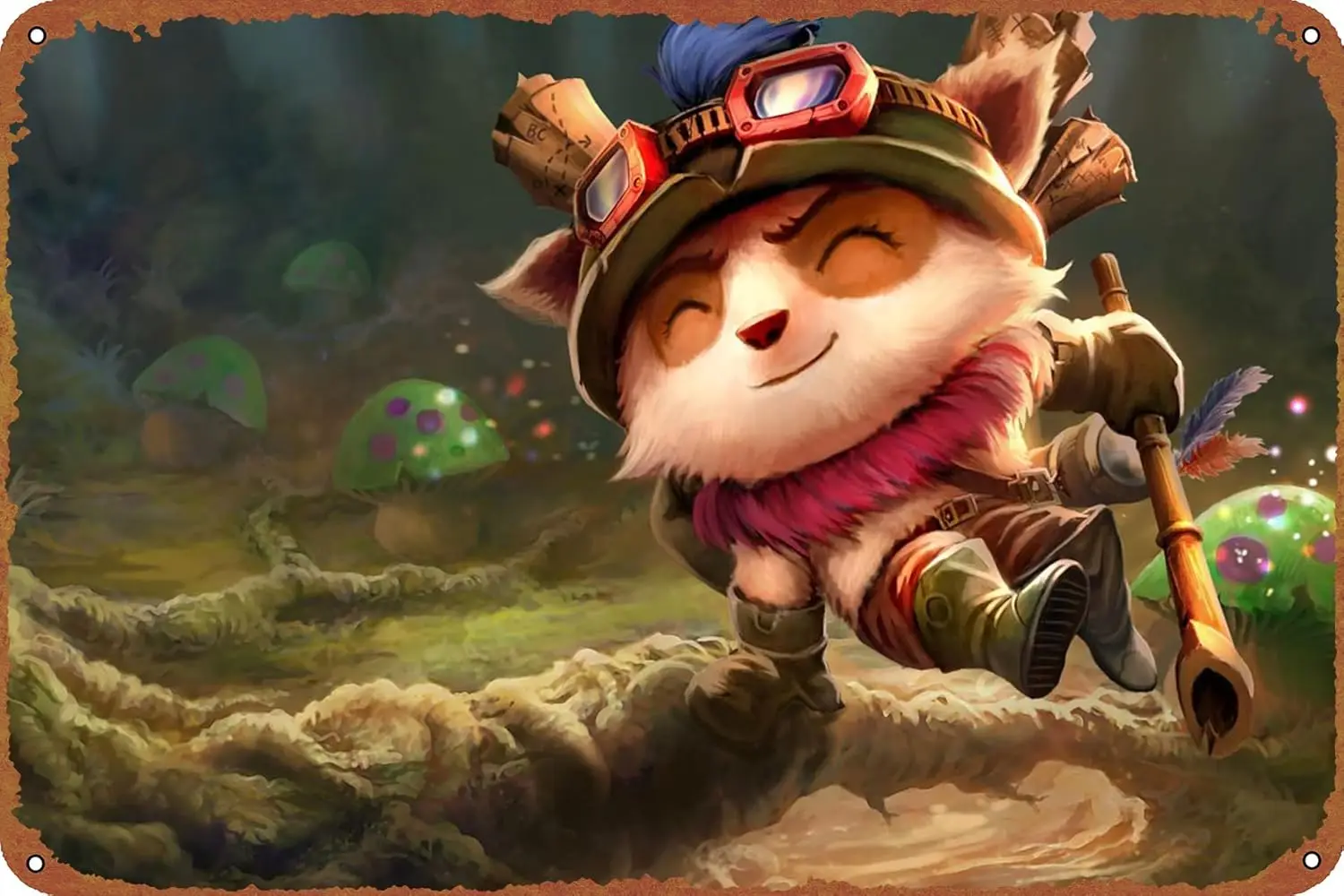 1p,Teemo Horizontal Game Poster Metal Sign Tin Metal Retro Wall Decor for Home,Street,Gate,Bars,Club